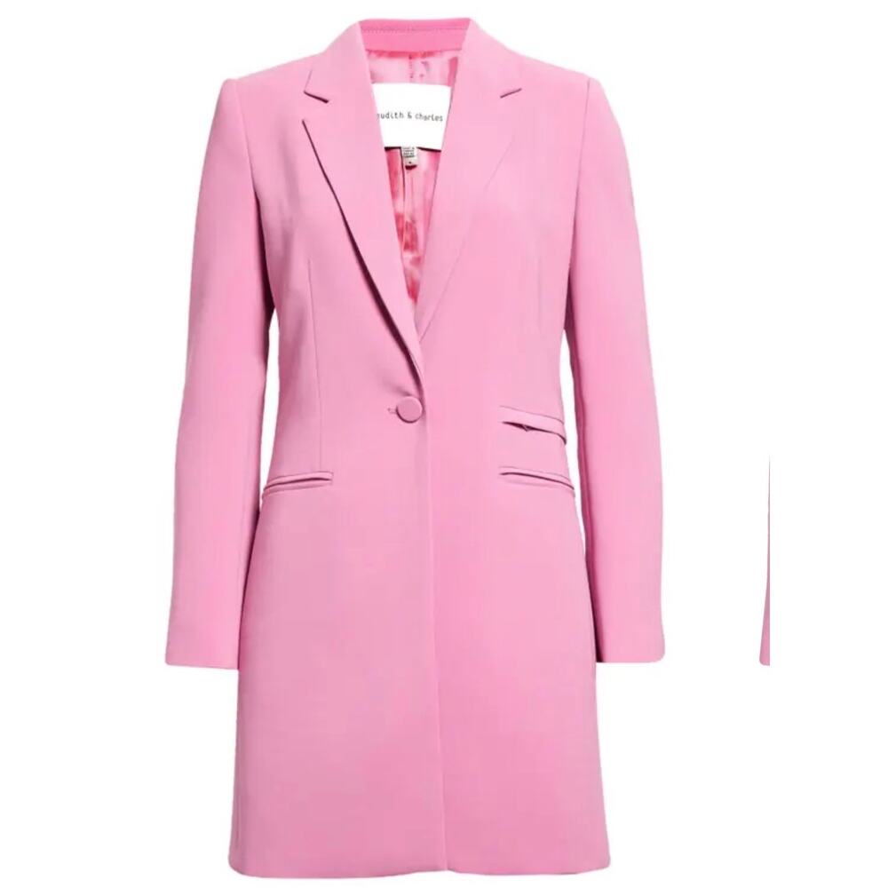 Judith & Charles Rae Pink Longline Blazer Dress Jacket Size 8 Made Canada $675